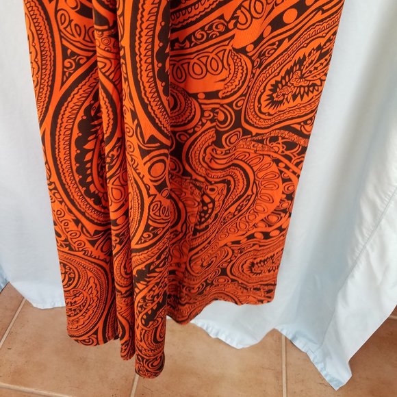 NWT Bisou Bisou Size 14 Orange Brown Sleeveless Full Length Dress - Picture 4 of 8